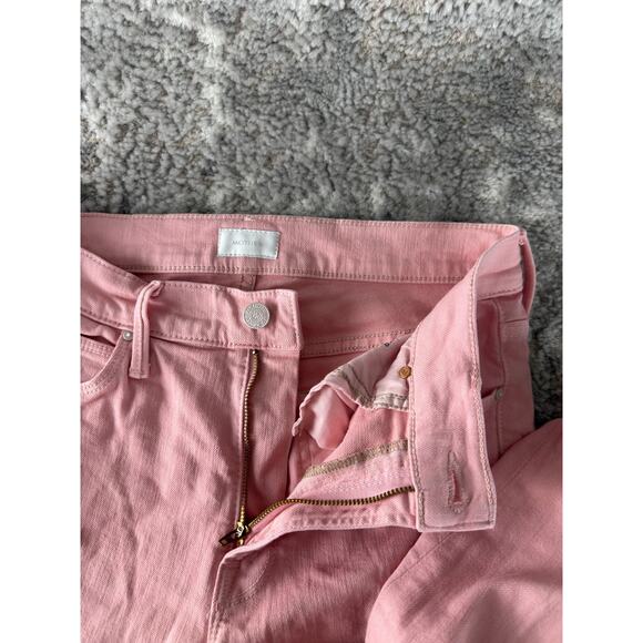 Mother Sz 27 Mid Rise Dazzler Ankle Play Date Jeans Pink Button Zip Denim Pants - Picture 8 of 13